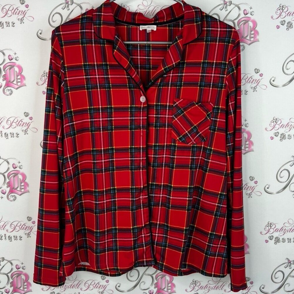 Emily & Jane button up soft picnic style Red Plaid Shirt